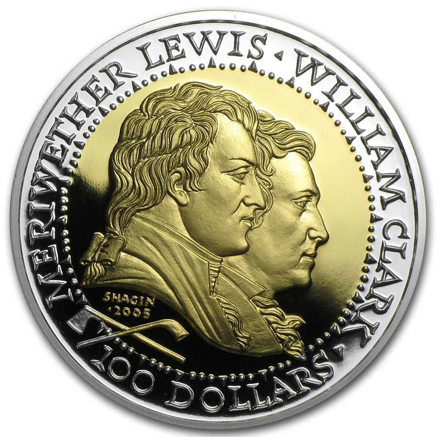 2005 Gold & Silver Bimetal Round - Shawnee Tribe: Lewis and Clark