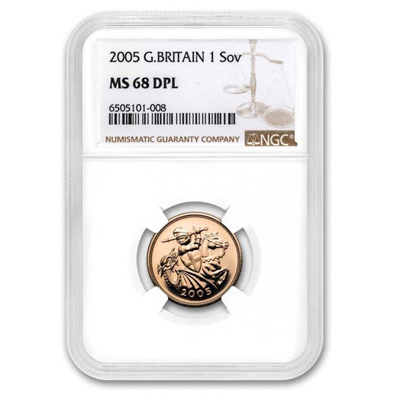 2005 Great Britain Gold Sovereign Elizabeth II MS-68 DPL NGC 2005 Great Britain Gold Sovereign Elizabeth II MS-68 DPL NGC