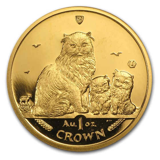 2005 Isle of Man 1 oz Gold Himalayan Cat & Kittens BU 2005 Isle of Man 1 oz Gold Himalayan Cat & Kittens BU