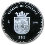 2005 Mexico 10 Peso 1 oz Proof Silver State of Chiapas