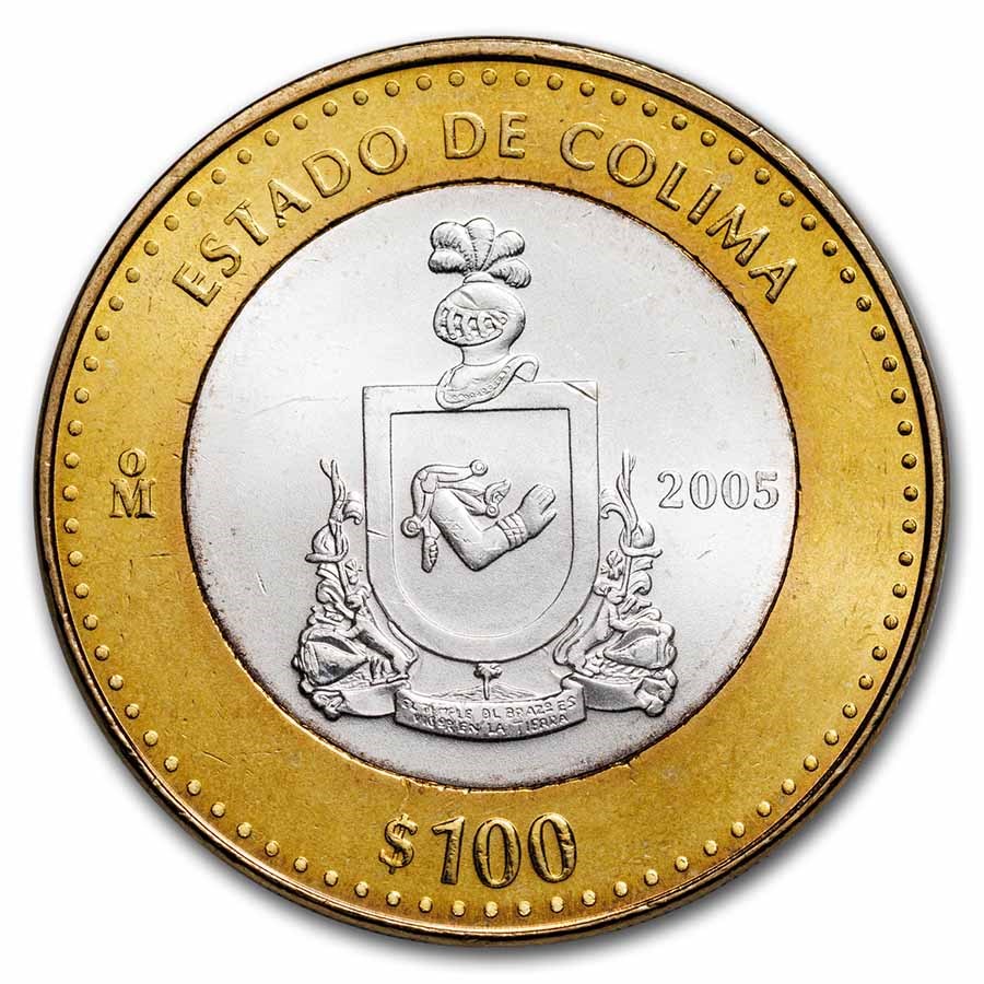 2005 Mexico Bimetallic 100 Pesos Colima BU (1st Edition)