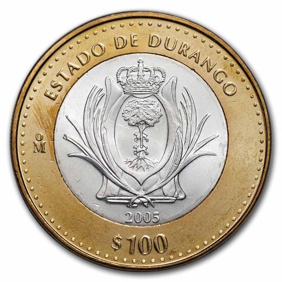 2005 Mexico Bimetallic 100 Pesos Durango BU (1st Edition)