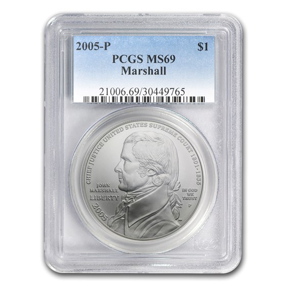 2005-P Chief Justice Marshall $1 Silver Commem MS-69 PCGS 2005-P Chief Justice Marshall $1 Silver Commem MS-69 PCGS