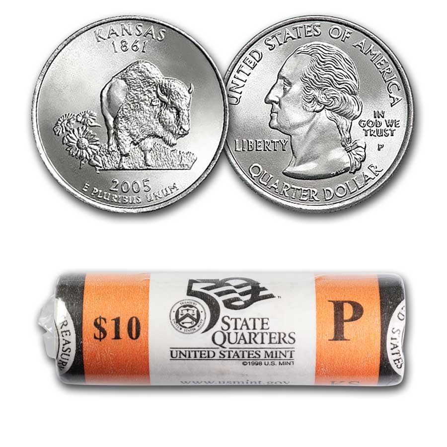 2005-P Kansas Statehood Quarter 40-Coin Roll (Mint Wrapped)
