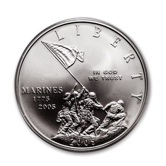 2005-P Marine Corps 230th Anniv $1 Silver Commem BU (w/Box & COA)