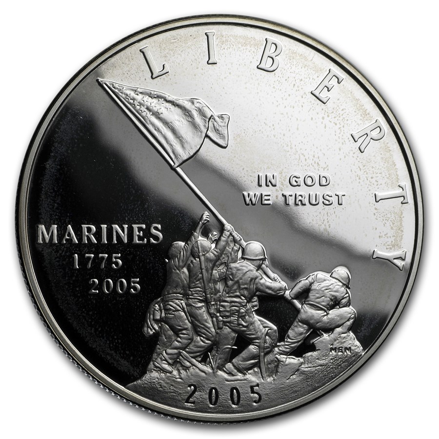 2005-P Marine Corps 230th Anniv $1 Silver Commem Proof (Box/COA)