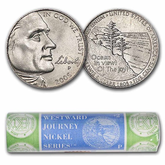 2005-P Ocean in View Nickel 40-coin Mint Wrapped Roll BU 2005-P Ocean in View Nickel 40-coin Mint Wrapped Roll BU