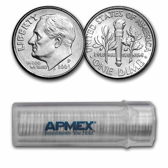 2005-P Roosevelt Dime 50-Coin Roll BU 2005-P Roosevelt Dime 50-Coin Roll BU