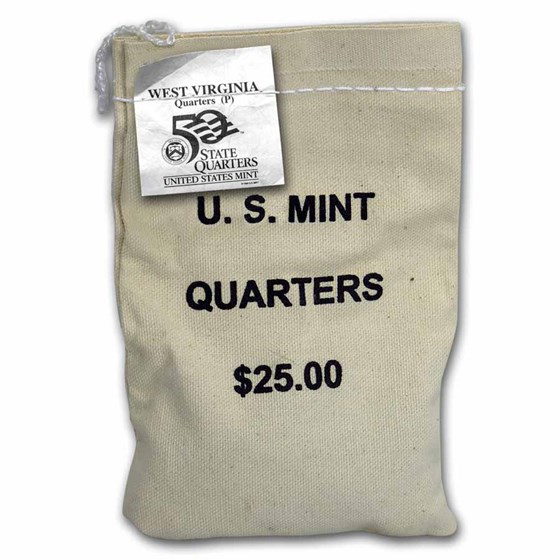 2005-P West Virginia State Quarter $25 Sealed Mint Bag BU 2005-P West Virginia State Quarter $25 Sealed Mint Bag BU
