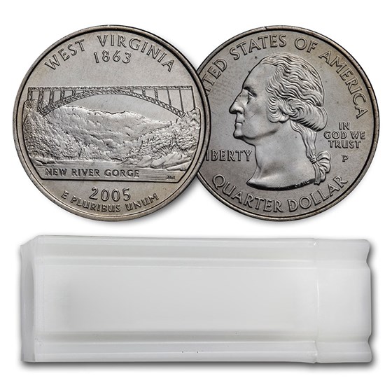 2005-P West Virginia Statehood Quarter 40-Coin Roll BU 2005-P West Virginia Statehood Quarter 40-Coin Roll BU