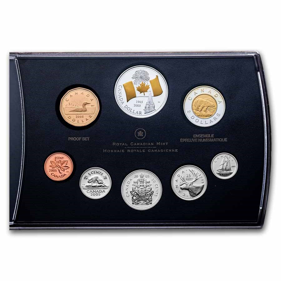 2005 RCM Silver Dollar Pf Set 40th Anniv Flag (Damaged Box)