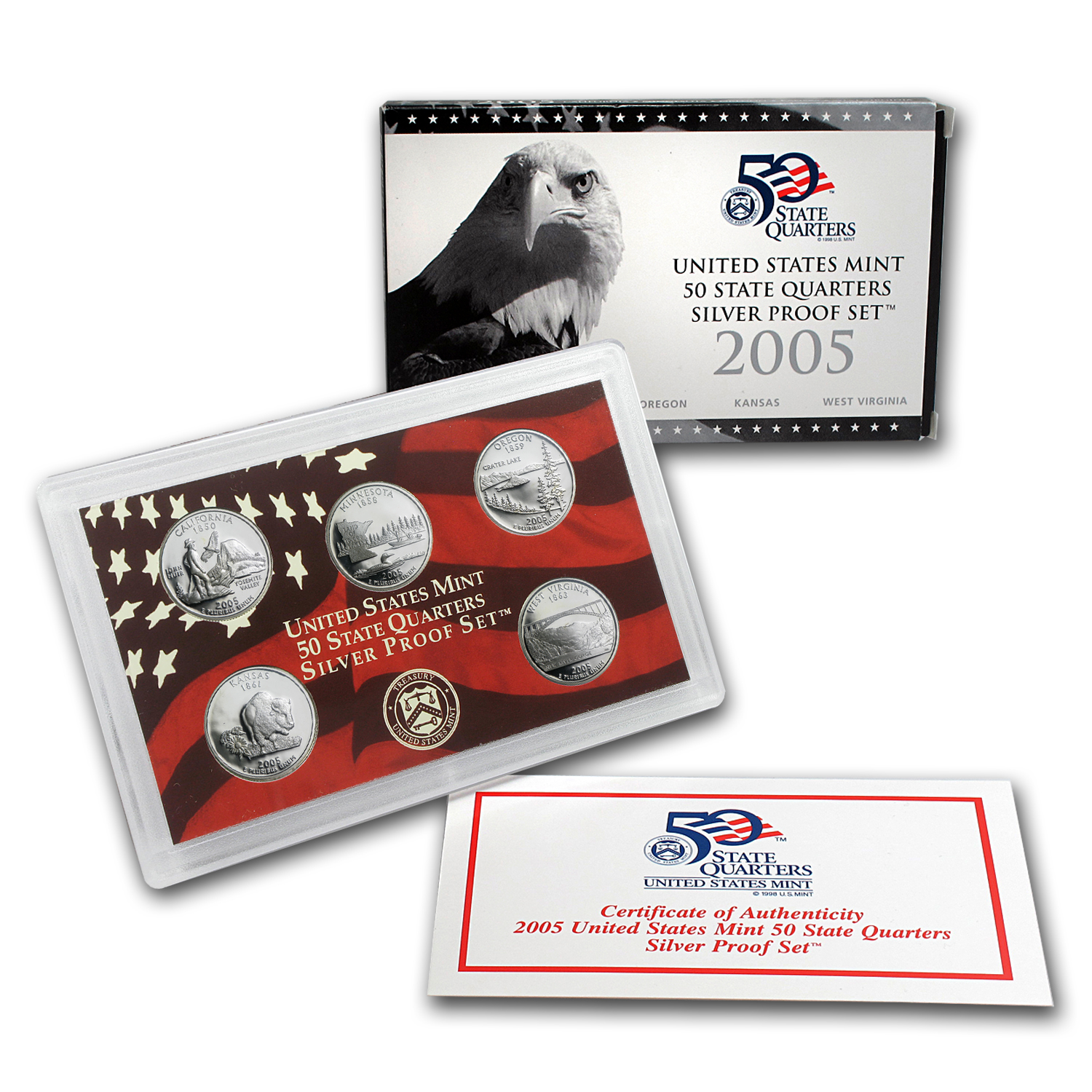 50 State Quarters Silver Proof Set. 2005 S  United States Mint 