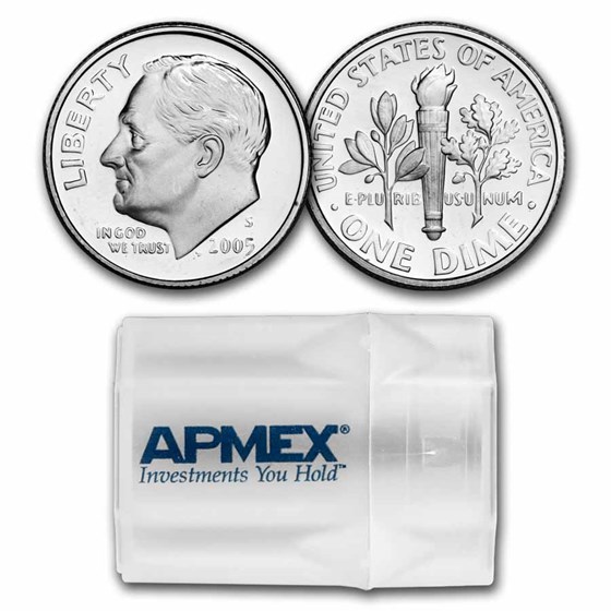 2005-S Roosevelt Dime 50-Coin Roll Proof (Silver)