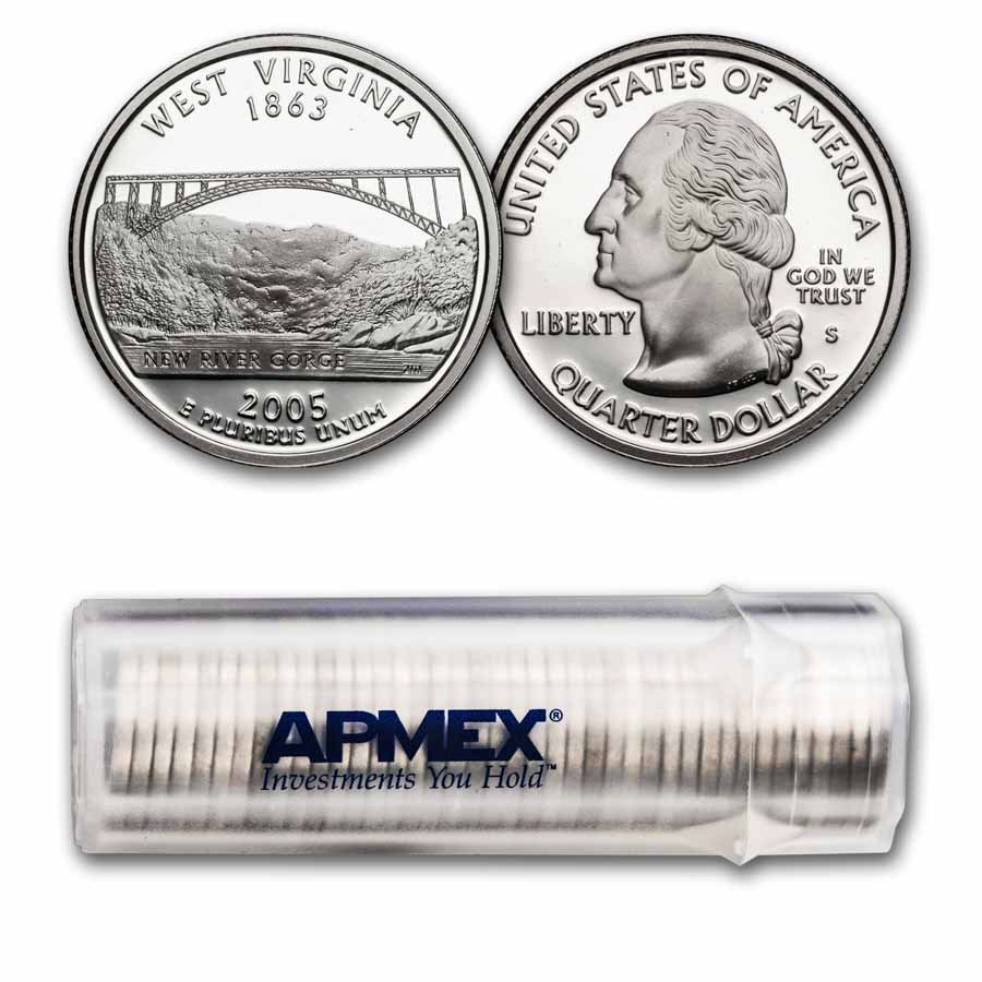 2005-S W. Virginia State Quarter Gem Proof 40-Coin Roll (Silver)