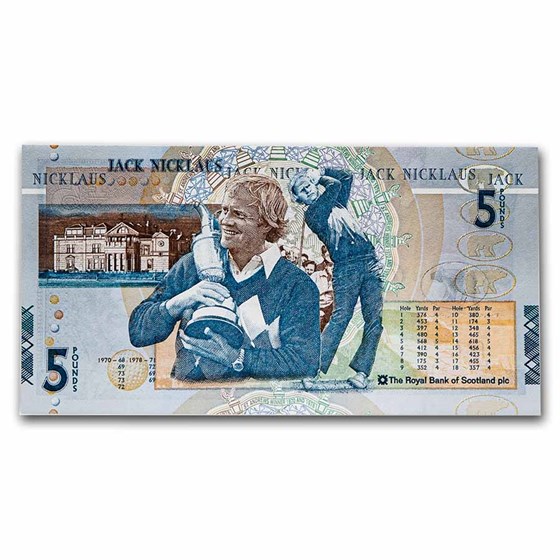 2005 Scotland 5 Pounds Banknote: Jack Nicklaus Unc 2005 Scotland 5 Pounds Banknote: Jack Nicklaus Unc