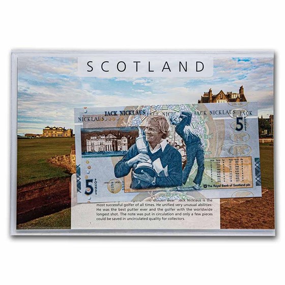 2005 Scotland 5 Pounds Banknote: Jack Nicklaus Unc 2005 Scotland 5 Pounds Banknote: Jack Nicklaus Unc