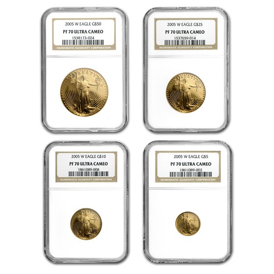 2005-W 4-Coin Proof American Gold Eagle Set PF-70 UCAM NGC 2005-W 4-Coin Proof American Gold Eagle Set PF-70 UCAM NGC