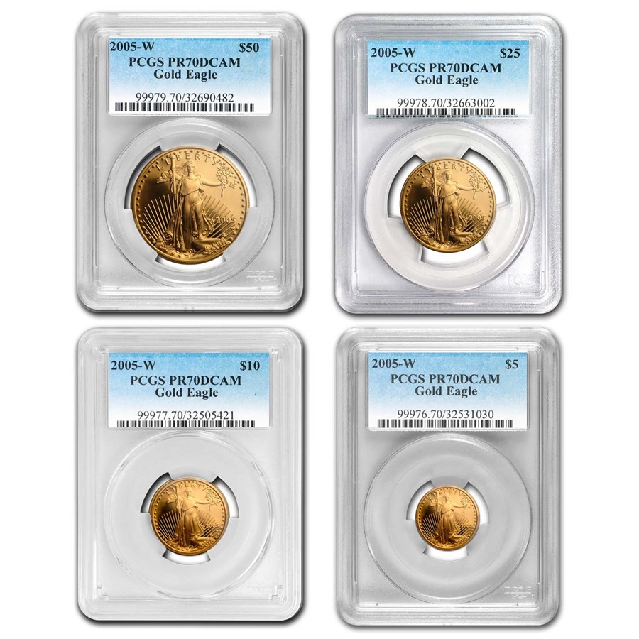 2005-W 4-Coin Proof American Gold Eagle Set PR-70 PCGS
