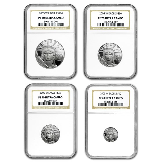 2005-W 4-Coin Proof Platinum American Eagle Set PF-70 NGC 2005-W 4-Coin Proof Platinum American Eagle Set PF-70 NGC