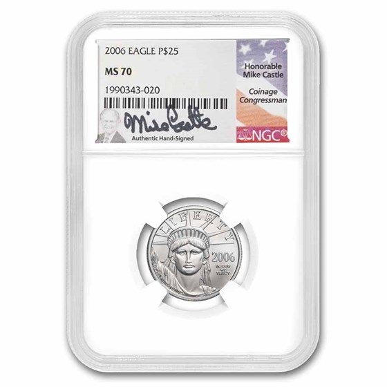2006 1/4 oz Platinum Eagle MS-70 NGC (Mike Castle Signed) 2006 1/4 oz Platinum Eagle MS-70 NGC (Mike Castle Signed)