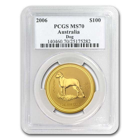 2006 1 oz Gold Lunar Year of the Dog MS-70 PCGS (Series I) 2006 1 oz Gold Lunar Year of the Dog MS-70 PCGS (Series I)