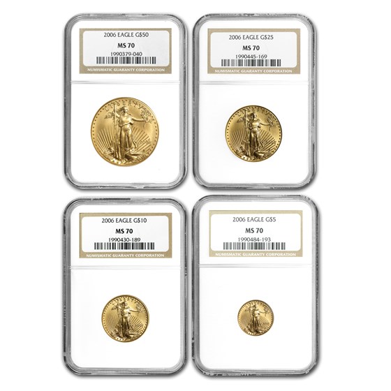 2006 4-Coin American Gold Eagle Set MS-70 NGC