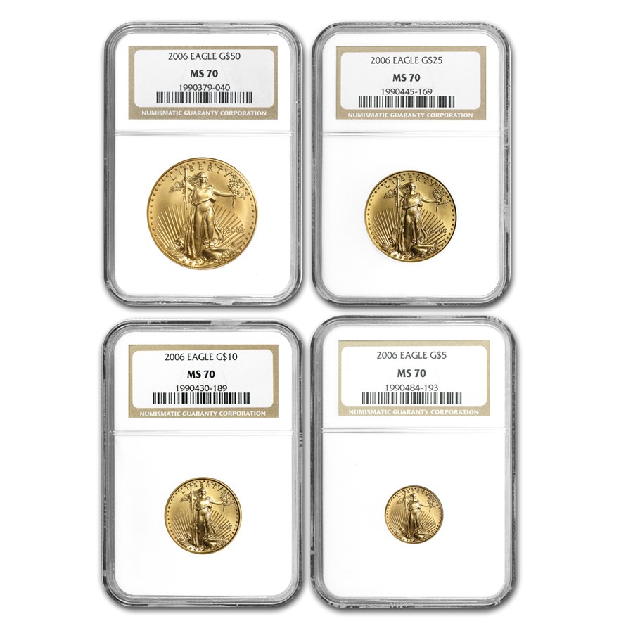 2006 4-Coin American Gold Eagle Set MS-70 NGC