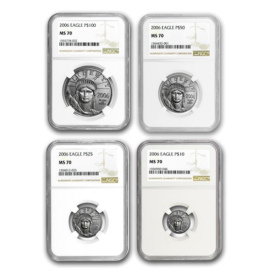 2006 4-Coin American Platinum Eagle Set MS-70 NGC 2006 4-Coin American Platinum Eagle Set MS-70 NGC