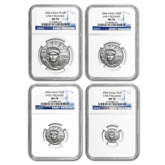 2006 4-Coin Platinum Eagle Set MS-70 NGC (Early Releases) 2006 4-Coin Platinum Eagle Set MS-70 NGC (Early Releases)