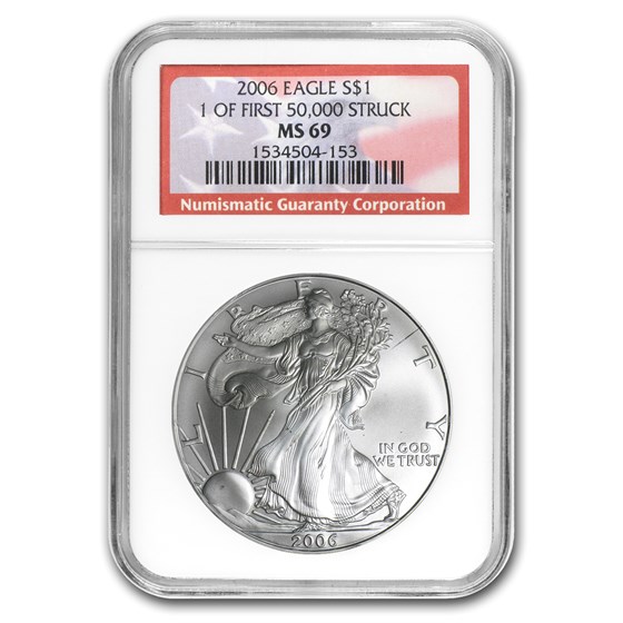 2006 American Silver Eagle MS-69 NGC (1 of First 50,000) 2006 American Silver Eagle MS-69 NGC (1 of First 50,000)