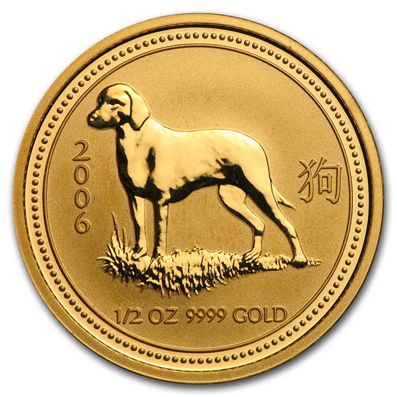 2006 Australia 1/2 oz Gold Lunar Dog BU (Series I) 2006 Australia 1/2 oz Gold Lunar Dog BU (Series I)