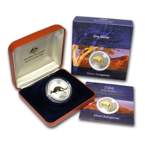2006 Australia 1 oz Silver Kangaroo (Gilded, w/Box & COA) 2006 Australia 1 oz Silver Kangaroo (Gilded, w/Box & COA)