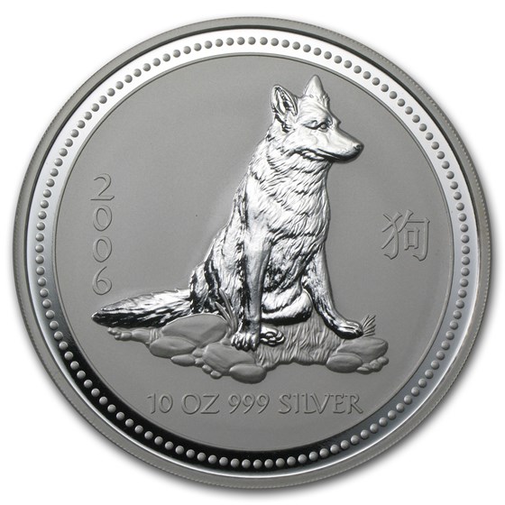 2006 Australia 10 oz Silver Year of the Dog BU 2006 Australia 10 oz Silver Year of the Dog BU