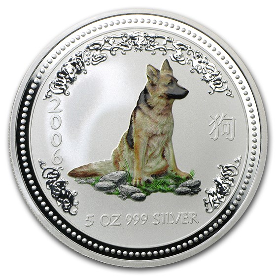 2006 Australia 5 oz Silver Year of the Dog BU (Colorized) 2006 Australia 5 oz Silver Year of the Dog BU (Colorized)