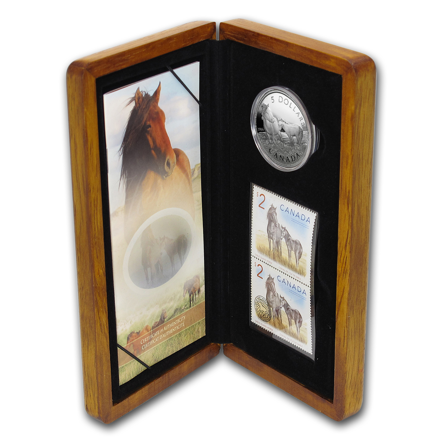 カナダ造幣局発行 Sable島/セーブル 馬 記念＆切手セット 2006年 2006-canada-1-oz-silver-sable-