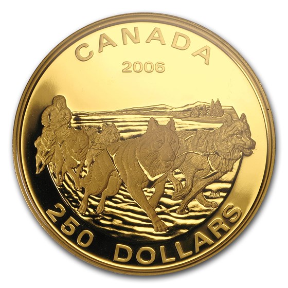 2006 Canada Proof Gold $250 Dog Sled Team 2006 Canada Proof Gold $250 Dog Sled Team