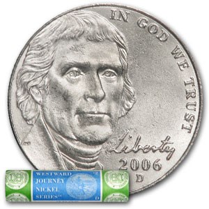 2006-D Jefferson Nickel Roll 40-Coin Mint Wrapped Roll BU