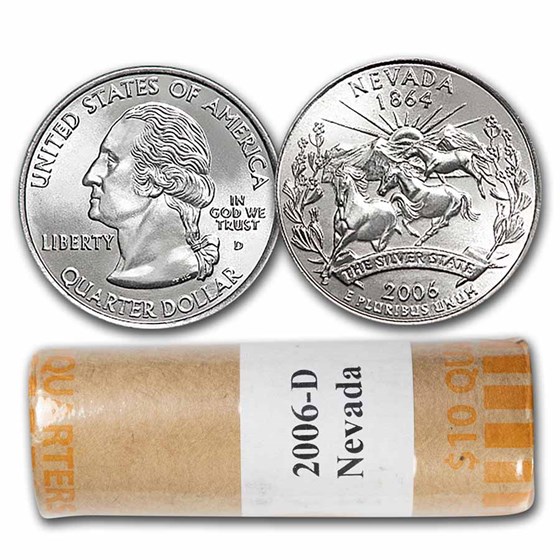 2006-D Nevada Statehood Quarter 40-Coin Roll BU 2006-D Nevada Statehood Quarter 40-Coin Roll BU
