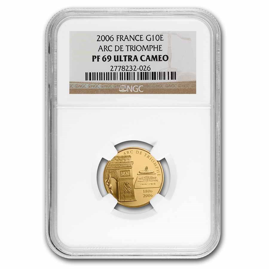 2006 France Gold 10 Euro "Arc De Triomphe" PF-69 Ultra Cameo(NGC)