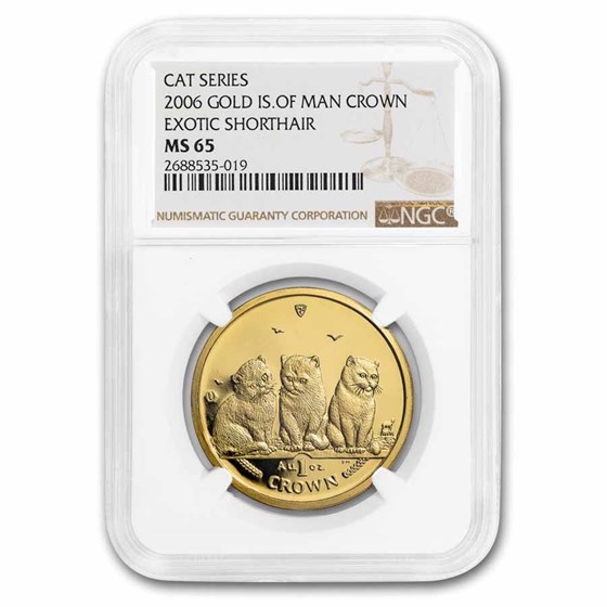 2006 Isle of Man 1 oz Gold Exotic Shorthair Kittens Cat MS-65 NGC 2006 Isle of Man 1 oz Gold Exotic Shorthair Kittens Cat MS-65 NGC