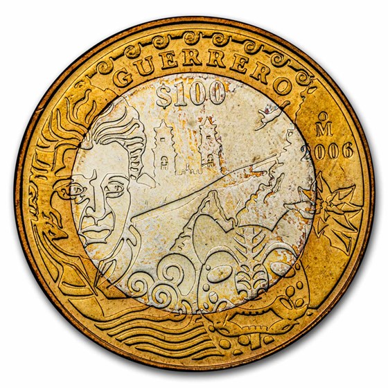 2006 Mexico Bimetallic 100 Pesos Guerrero BU (2nd Edition) 2006 Mexico Bimetallic 100 Pesos Guerrero BU (2nd Edition)