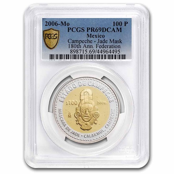 2006 Mexico Proof Gold 100 Pesos Jade Mask PR-69 PCGS 2006 Mexico Proof Gold 100 Pesos Jade Mask PR-69 PCGS