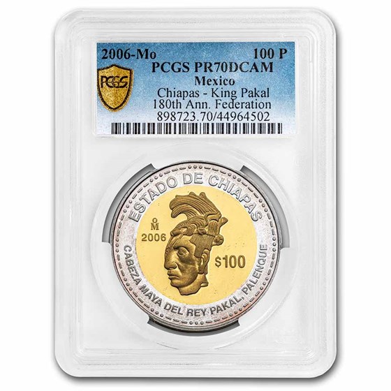 2006 Mexico Proof Gold 100 Pesos King Pakal PR-70 PCGS 2006 Mexico Proof Gold 100 Pesos King Pakal PR-70 PCGS