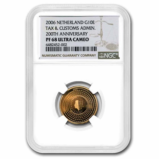 2006 Netherlands Proof Gold 10 Euros Tax & Customs Adm PF-68 NGC