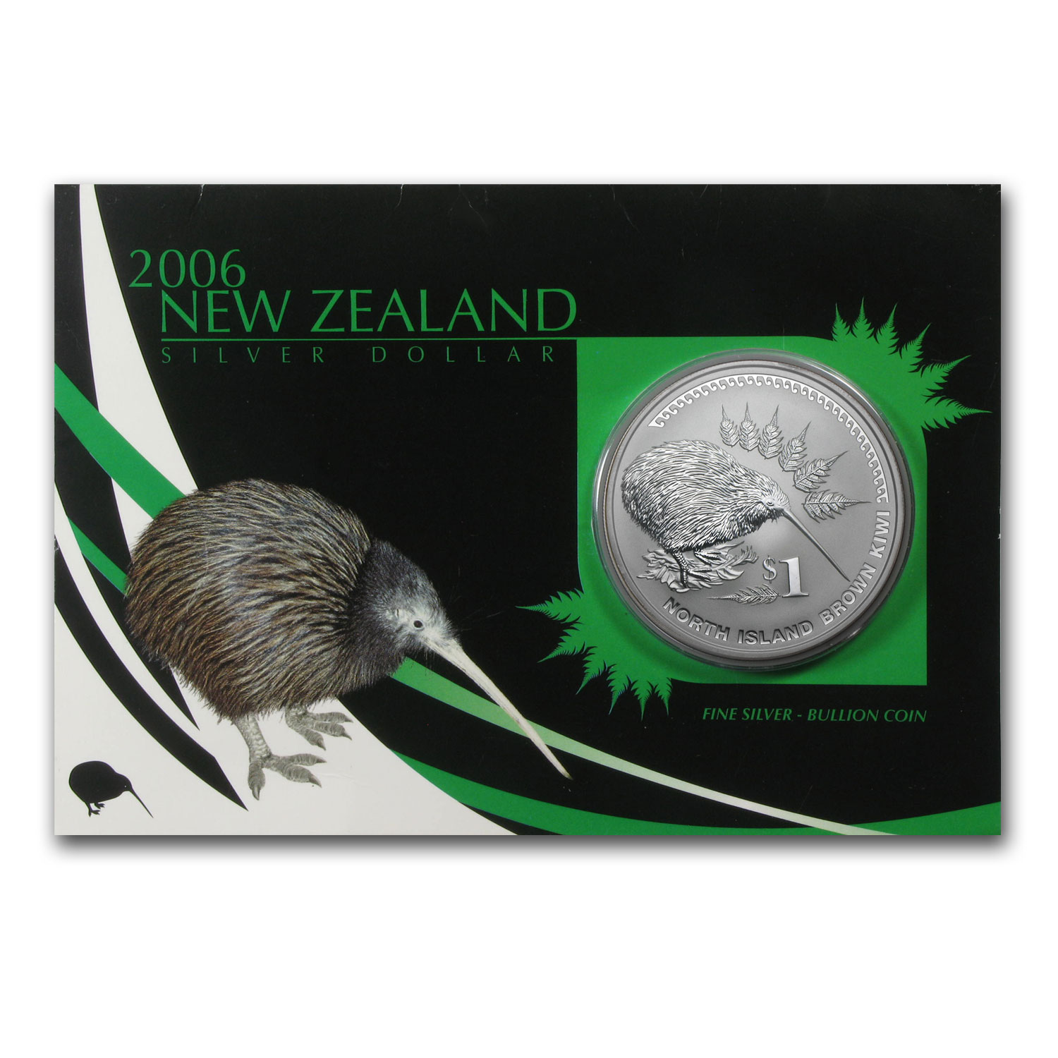 Buy 2006 New Zealand 1 oz Silver $1 Kiwi BU (Display Card) | APMEX
