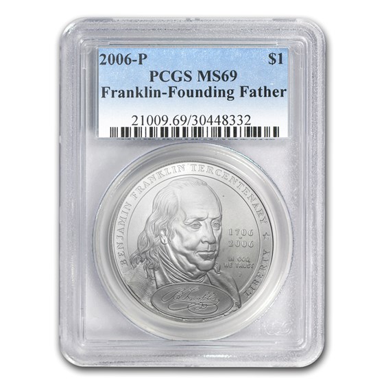 2006-P Ben Franklin Founding Father $1 Silver Commem MS-69 PCGS