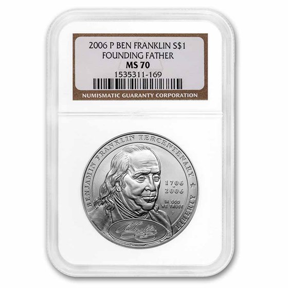 2006-P Ben Franklin Founding Father $1 Silver Commem MS-70 NGC