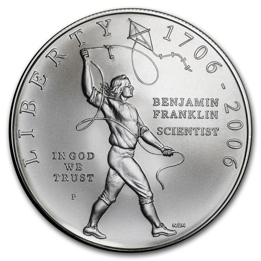 2006-P Ben Franklin Scientist $1 Silver Commem BU (Capsule only)