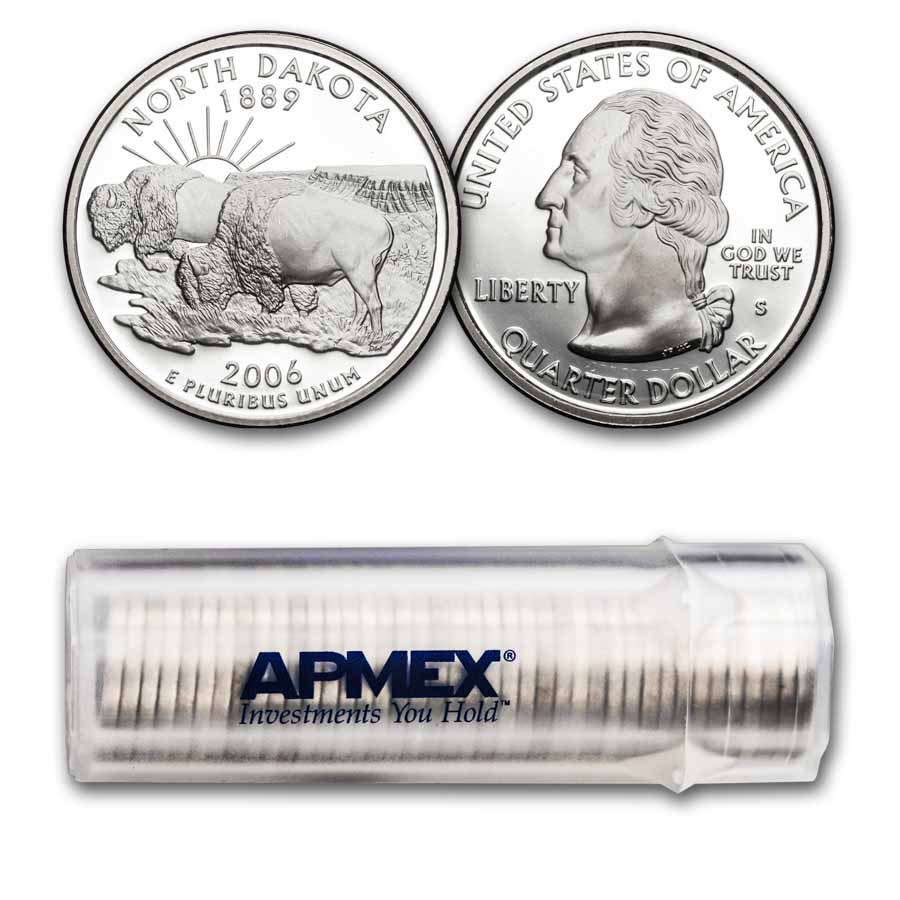 2006-S North Dakota State Quarter Gem Proof 40-Coin Roll (Silver)