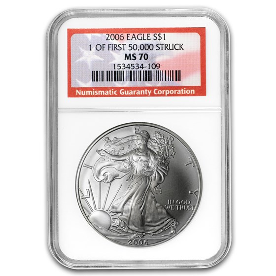 2006 Silver American Eagle MS-70 NGC (1 of First 50,000) 2006 Silver American Eagle MS-70 NGC (1 of First 50,000)